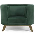 Poltrona Decorativa Luminne Base Madeira Suede Verde Esmeralda - Nexta Casa