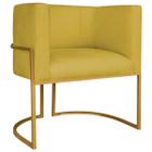 Poltrona Decorativa Luna Base de Ferro Dourado Suede - ADJ Decor