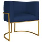 Poltrona Decorativa Luna Base de Ferro Dourado Suede - Amarena Móveis