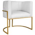 Poltrona Decorativa Luna Base de Ferro Dourado Suede