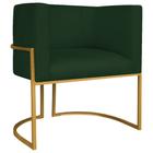 Poltrona Decorativa Luna Base de Ferro Dourado Suede Verde - Amarena Móveis