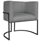 Poltrona Decorativa Luna Base de Ferro Preto Sintético - ADJ Decor