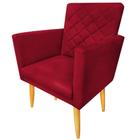 Poltrona Decorativa Maitê Matelassê Suede Vermelho Pés Madeira Ms Decor