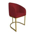 Poltrona Decorativa Mia Base Industrial Dourada Suede Bordo - Belliv Decor