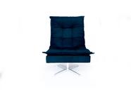 Poltrona Decorativa Nilla Chaise Base Giratória Suede Azul Marinho WEB SHOP MOVEIS