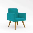 Poltrona Decorativa Nina Cadeira Recepção Azul Turquesa