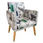 Poltrona Decorativa Nina para Escritório Rodapé Paris Azul Verde - Nina Home Decor