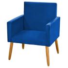 Poltrona Decorativa Nina Pés Retrô Suede Azul Royal - 2M Decor