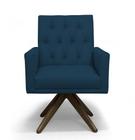 Poltrona Decorativa Nina Retro Base Giratória Suede Azul Marinho - MeularDecor - Meu Lar Decorações de Ambiente