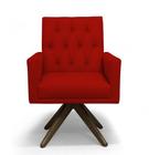 Poltrona Decorativa Nina Retro Base Giratória Suede Vermelho - MeularDecor