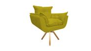 Poltrona Decorativa Opala Base Giratória Suede Amarelo Mz Decor - Mazzero Decor