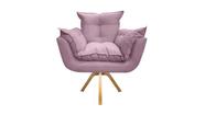 Poltrona Decorativa Opala Base Giratória Suede Rosé Ms Decor - Mansão Decor