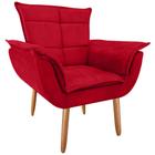 Poltrona Decorativa Opala Pés Palito Suede Vermelho Sala Recepção Luxo - JBF Poltronas