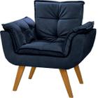 Poltrona Decorativa Opala Suede Azul Marinho para Sala de Estar Luxo Escritório Quarto