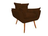 Poltrona Decorativa Opala Suede Marrom Pés Madeira Mz Decor