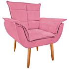 Poltrona Decorativa Opala Suede Rosa Luxo recepção - JBF