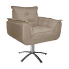 Poltrona Decorativa Opalla Pés Giratório Metal Suede Capuccino - DS Estofados