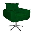 Poltrona Decorativa Opalla Pés Giratório Metal Suede Verde - DS Estofados