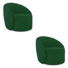 Poltrona Decorativa Orgânica Giratória Kit 2 Lua Suede Verde D03 - D'Rossi