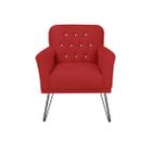 Poltrona Decorativa Para Sala de Espera Pés de Ferro Anitta Suede Vermelho - DL Decor