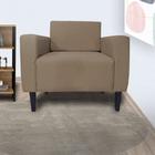 Poltrona Decorativa Para Sala de Estar Leticia Slim Suede Cappuccino - LM DECOR