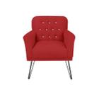 Poltrona Decorativa Para Sala de Estar Pés de Ferro Anitta Suede Vermelho - LM DECOR