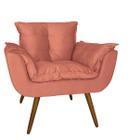 Poltrona Decorativa Para Sala E Recepção Opala Suede Coral - DL DECOR - Doce Lar Decorações