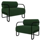 Poltrona Decorativa para Sala Industrial Kit 2 Kira K04 Veludo Verde Musgo - Mpozenato