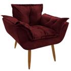 Poltrona Decorativa Para Sala Opala Pés Palito Suede Marsala VictoriaDecor