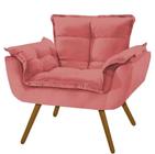 Poltrona Decorativa Para Sala Opala Pés Palito Suede Rosa Moraes Decor