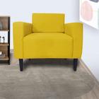 Poltrona Decorativa Para Salão de Beleza Leticia Slim Suede Amarelo - LM DECOR