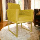 Poltrona Decorativa Pé Ferro Klara Suede Amarelo - Londrilar - LM DECOR