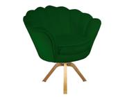 Poltrona Decorativa Pétala Base Giratória Madeira Suede Verde Mz Decor