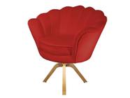 Poltrona Decorativa Pétala Base Giratória Madeira Suede Vermelho Ms Decor