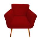 Poltrona Decorativa Sabrina Suede Vermelho Pés Madeira Mz Decor - Mazzero Decor