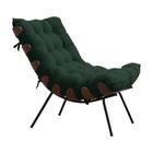 Poltrona Decorativa Sala de Estar Abel Base de Madeira Preto Suede Verde G41 - Gran Belo