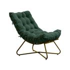 Poltrona Decorativa Sala de Estar Caim Base de Ferro Dourado Suede Verde G41 - Gran Belo