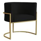 Poltrona Decorativa Sala de Estar Luana Base Gold Suede Preto - Montanaris Decor - MD MONTANARIS DECOR