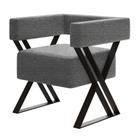 Poltrona Decorativa Sala de Estar Miralys Pés de Ferro Linho Cinza - Desk Design