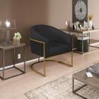 Poltrona Decorativa Sala de Estar Recepção Luiza Base de Ferro Dourado Suede - Doce Sonho Móveis