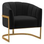 Poltrona Decorativa Sala de Estar Recepção Mavie Base de Ferro Dourado Suede - Amarena Móveis