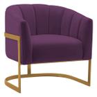 Poltrona Decorativa Sala de Estar Recepção Mavie Base de Ferro Dourado Suede - Amarena Móveis