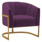 Poltrona Decorativa Sala de Estar Recepção Mavie Base de Ferro Dourado Suede Roxo - Amarena Móveis