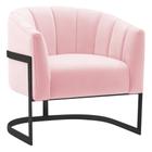 Poltrona Decorativa Sala de Estar Recepção Mavie Base de Ferro Preto Suede Rosa Bebe - Amarena Móveis