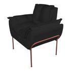 Poltrona Decorativa Suede Preto Base Metálica Cobre - Belliv Decor