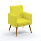 Poltrona Decorativa Vega Com Rodapé Sued Amarelo Aradecor