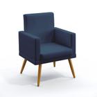 Poltrona Decorativa Vega Com Rodapé Suede Azul Marinho Aradecor