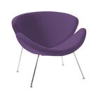 Poltrona Design Trevo Suede Roxo Base Cromada - CASA BENNE