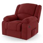 Poltrona Do Papai Reclinável Pietra Power Touch Massagem Fh9 Veludo Vermelho - Mpozenato