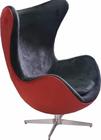 Poltrona Egg Arne Jacobsen Aluminio Relax Com Trava Bicolor Vermelho e Preto